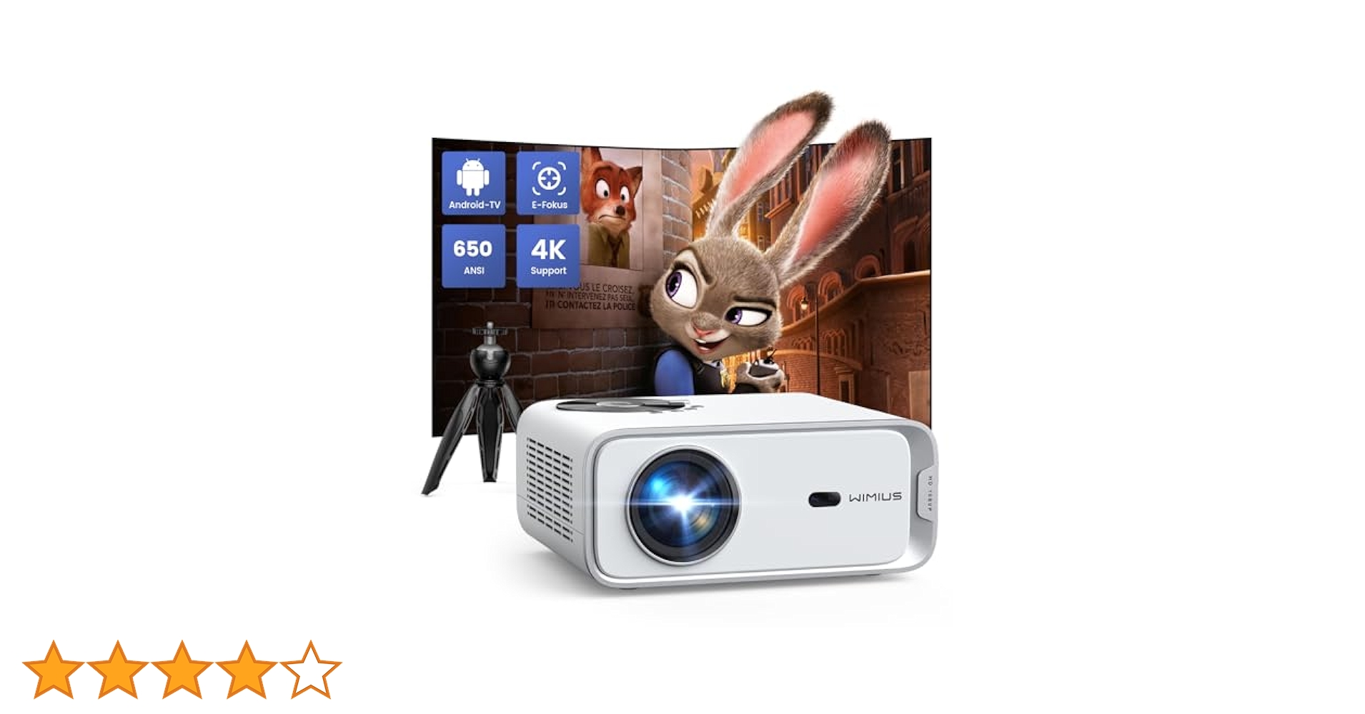 Android TV】 Projector 4K with Auto Keystone, WiMiUS P63